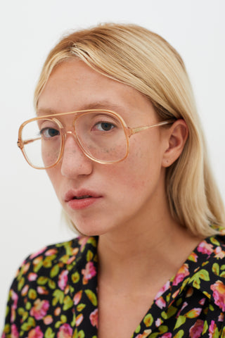 Chloé Peach Transparent Aviator Eyeglasses