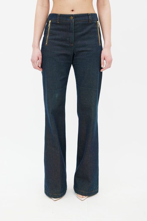 Chloé SS 2001 Blue Zipper & Sequin Pocket Jeans