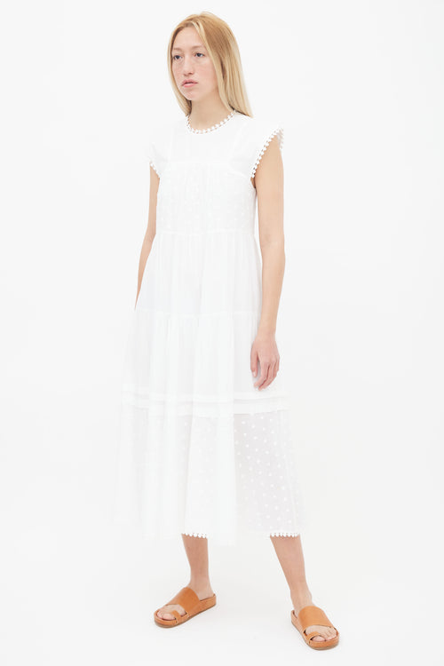  See by Chloé White Pointelle Lace Maxi Dress