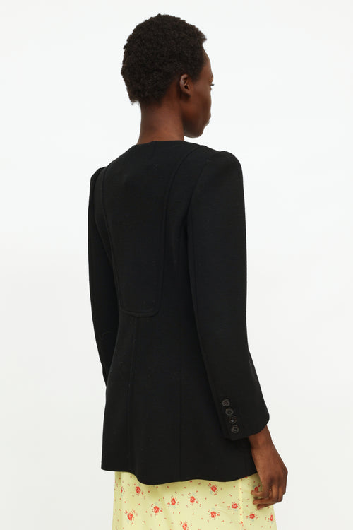 Chloé Black Knit Padded Shoulder Blazer