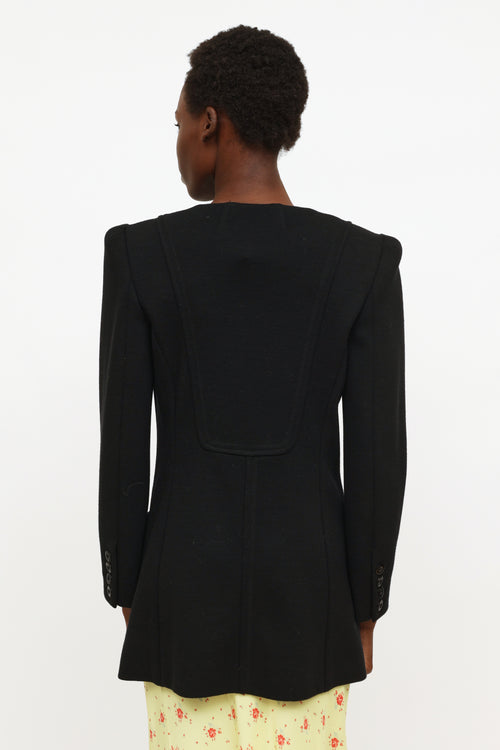 Chloé Black Knit Padded Shoulder Blazer