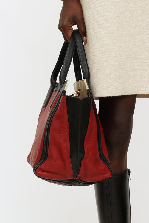 Chloé Burgundy & Black Leather Allison Tote Bag