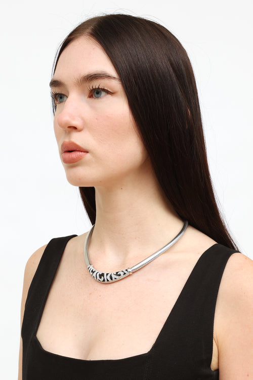 Dior Vintage Silver & Black Crystal Necklace