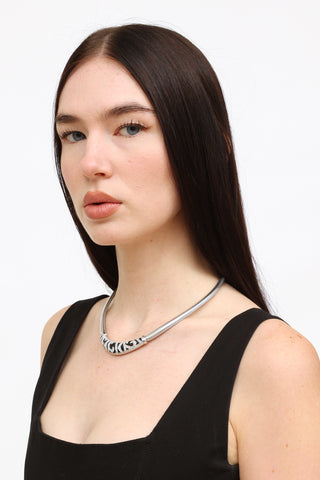 Dior Vintage Silver & Black Crystal Necklace
