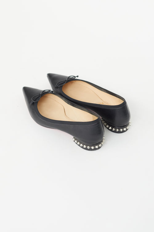 Christian Louboutin Black Leather Hall Spiked Ballet Flat