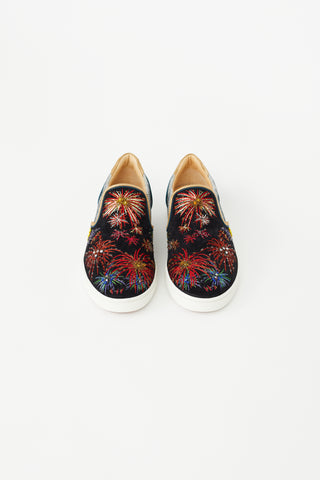 Christian Louboutin Multicolour Embroidered Velvet  Sneaker