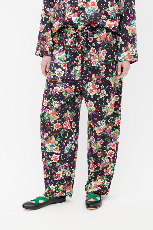Comme des Garçons Multicolor Floral Print Silk  Set