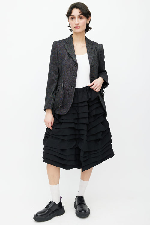 Comme des Garçons F/W 2016 Black Tiered Ruffle Short