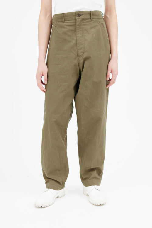 Comme des Garçons Olive Green Twill Trouser