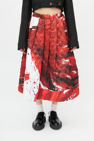 Comme des Garçons Red & White Quilted Skirt