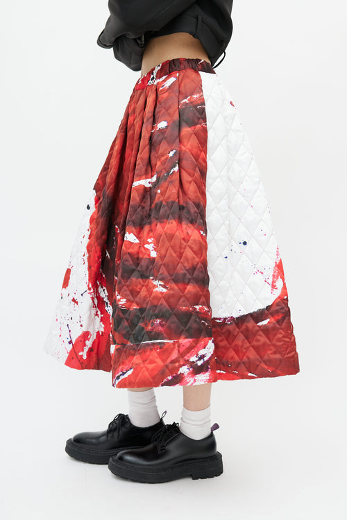 Comme des Garçons Red & White Quilted Skirt