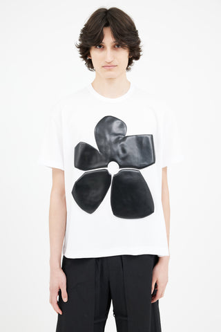 Comme des Garçons White & Black Flower Appliqué T-Shirt