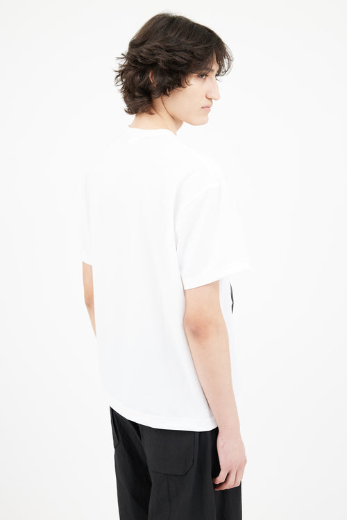 Comme des Garçons White & Black Flower Appliqué T-Shirt