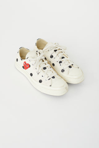 Comme des Garçons x Converse White & Black Polka Dots Chuck 70 OX Sneaker