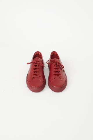 Common Projects Red Leather Low Achilles Sneaker
