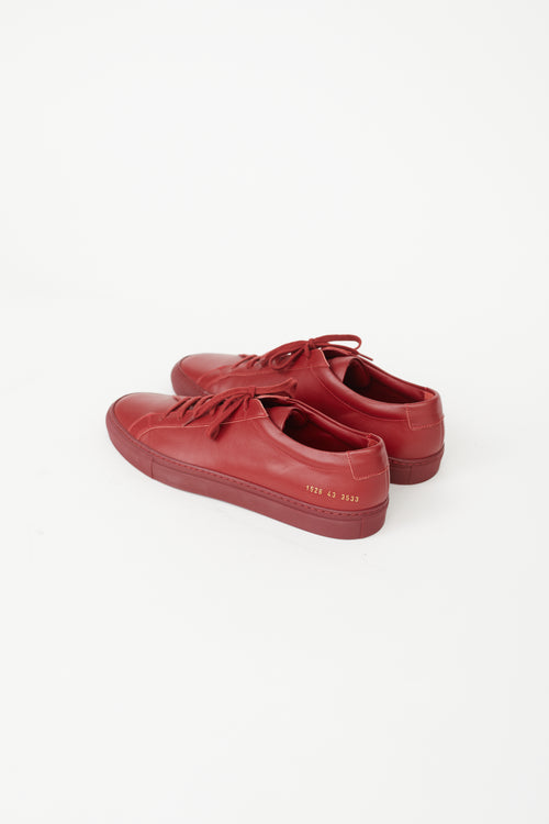 Common Projects Red Leather Low Achilles Sneaker