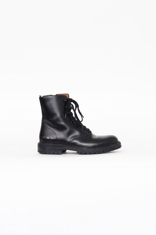 Common Projects Black Leather Combats Boots