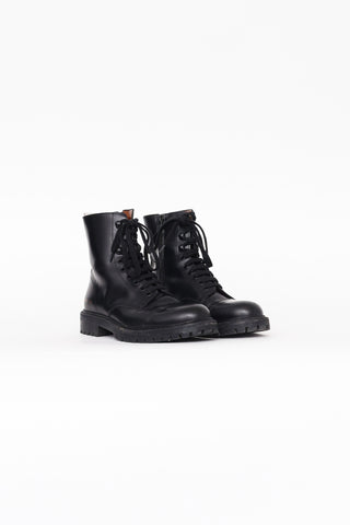 Common Projects Black Leather Combats Boots