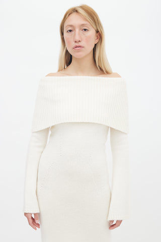 Cult Gaia Cream Off The Shoulder Sweater Dress