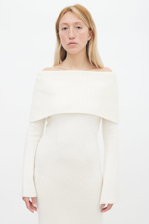 Cult Gaia Cream Off The Shoulder Sweater Dress