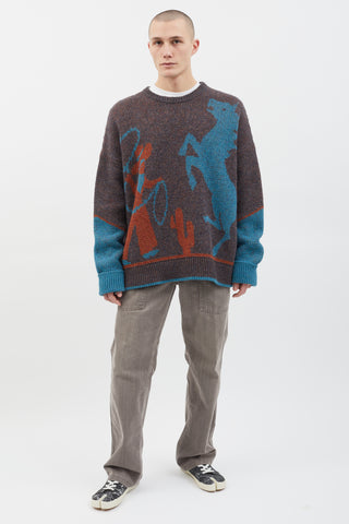 DSquared2 2018 Brown & Multi Cowboy Knit Sweater