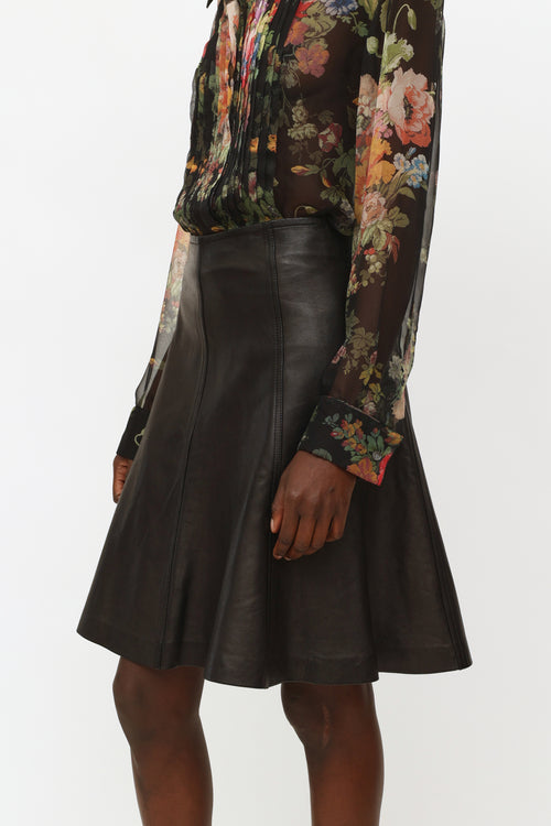 Diane von Furstenberg Black Leather Skirt