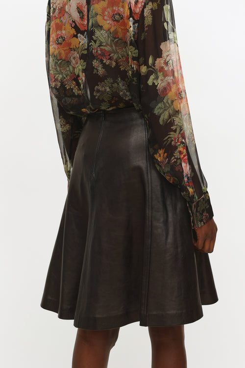 Diane von Furstenberg Black Leather Skirt