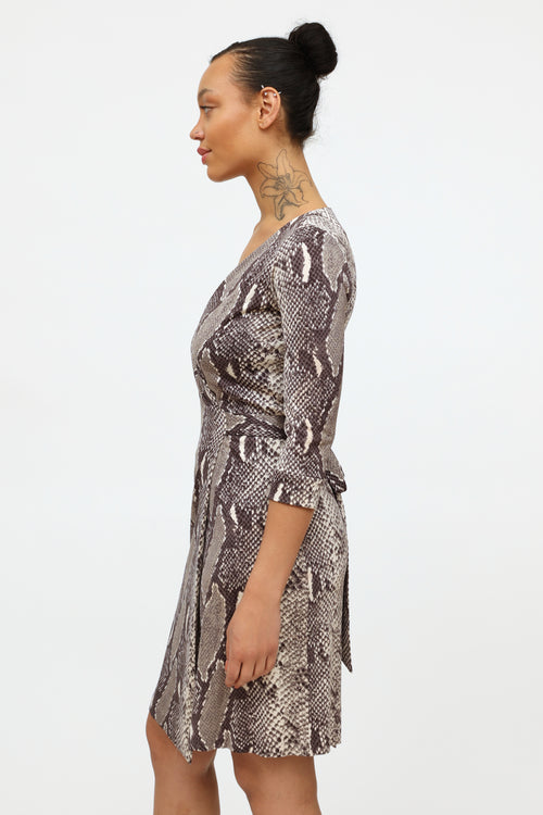 Grey Printed Wrap Dress