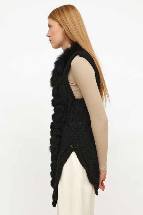Dolce & Gabbana Black Knit Fur Vest