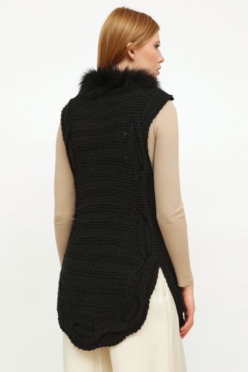Dolce & Gabbana Black Knit Fur Vest