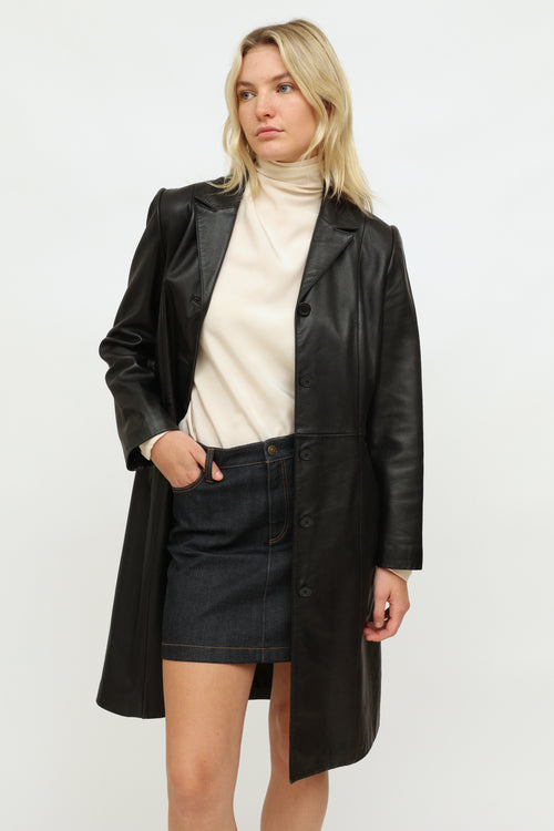 Danier Black Leather Trench Coat