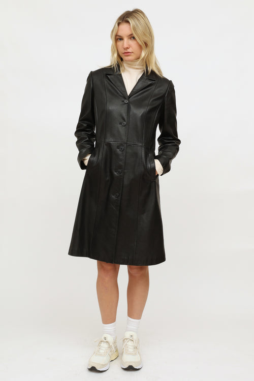 Danier Black Leather Trench Coat