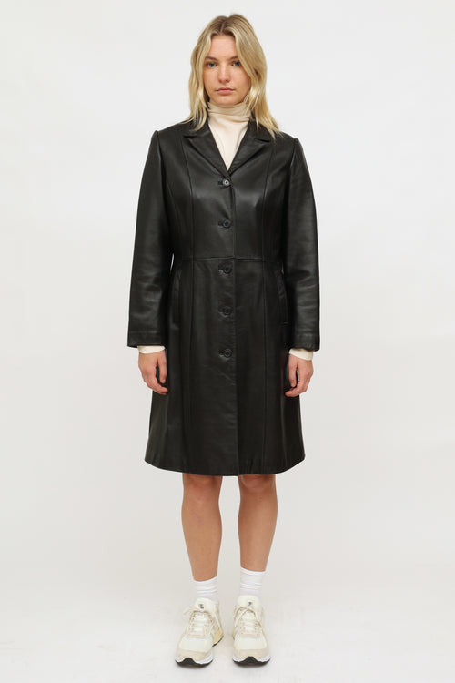 Danier Black Leather Trench Coat