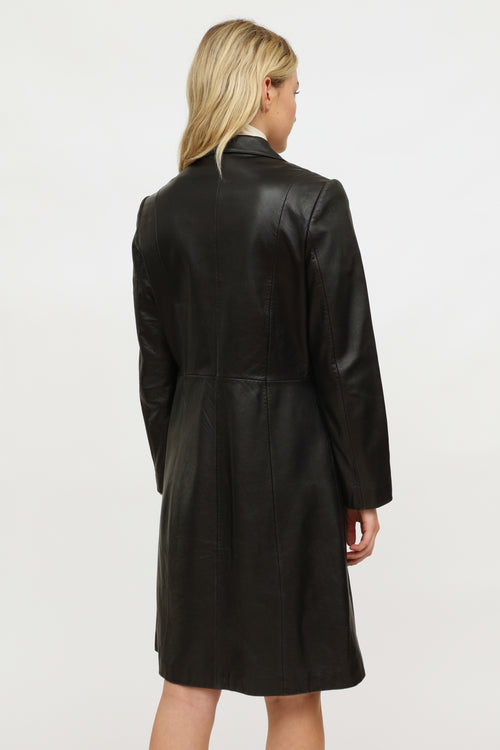 Danier Black Leather Trench Coat