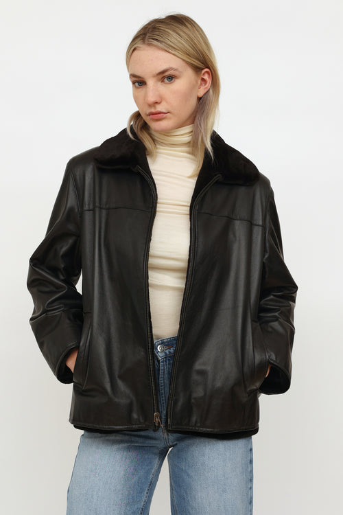 VSP Archive Reversible Brown & Black Mink & Leather Jacket