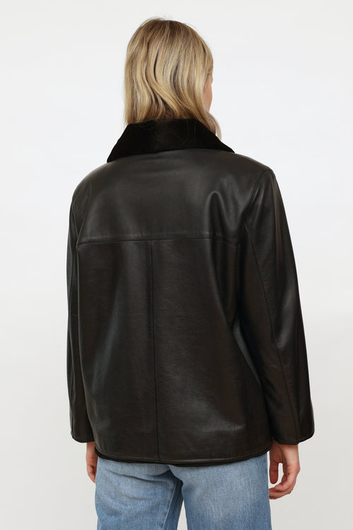 VSP Archive Reversible Brown & Black Mink & Leather Jacket