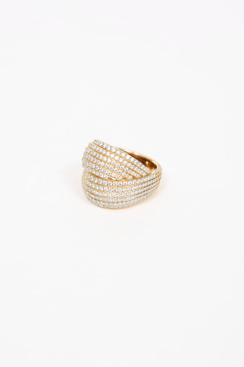 David Yurman  Origami Crossover 18K Yellow Gold Diamond Ring