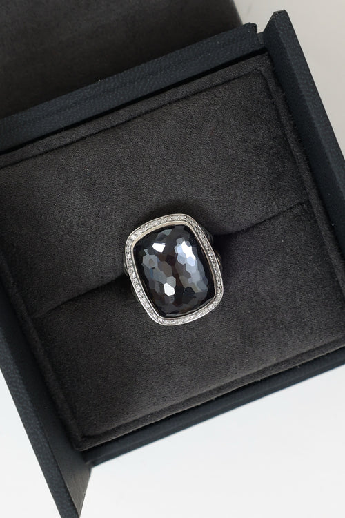 David Yurman  Albion Silver Black Orchid Diamond Ring