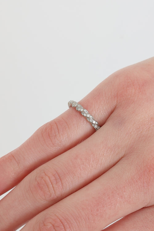 David Yurman Silver Diamond Paveflex Twist Ring