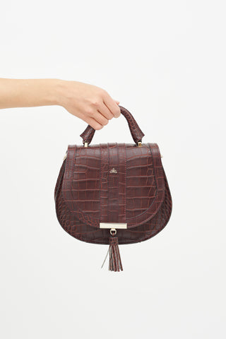 Demellier Burgundy Texture Leather Mini Venice Shoulder Bag