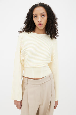Dion Lee Cream Ribbed Corset Sweater