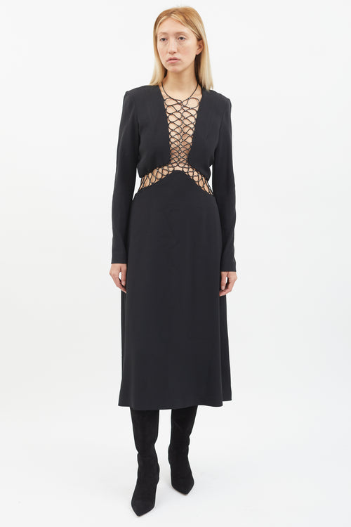 Dion Lee Black Floating Coil Long Sleeve Dress