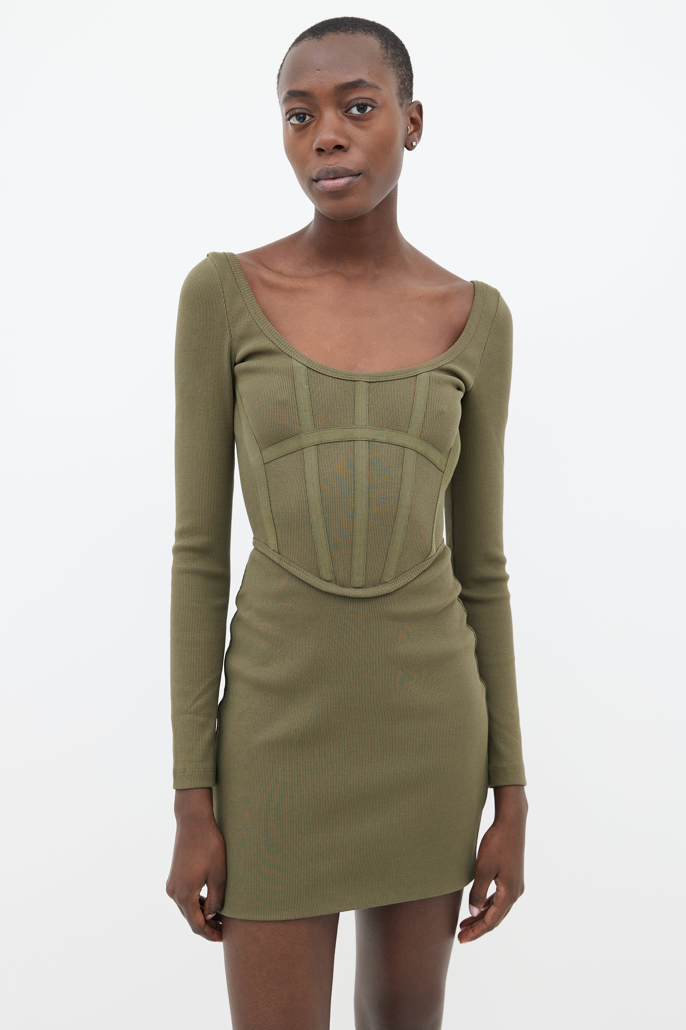 Dion Lee // Green Cotton Rib Corset Mini Dress – VSP Consignment