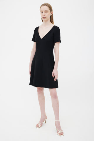 Dior Black V-Neck Short Sleeve Dress