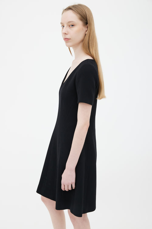 Dior Black V-Neck Short Sleeve Dress