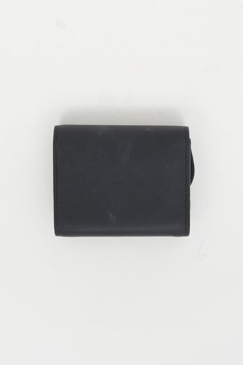Dior Black Leather Matte Saddle Trifold Wallet