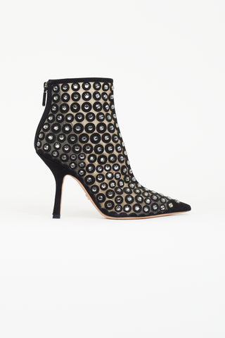 Dior Black Suede & Rhinestone Ankle Bootie
