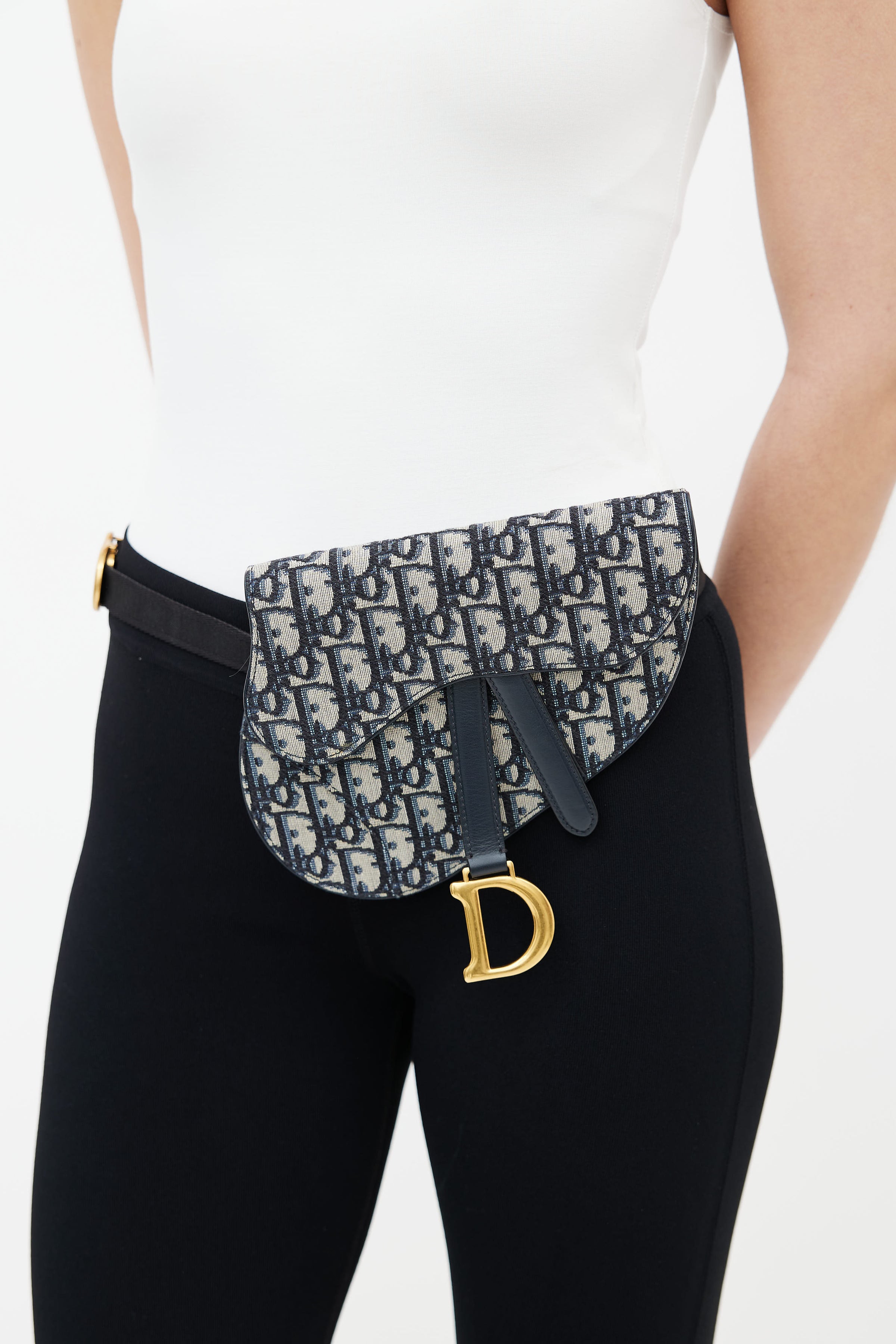 Dior - Saddle Belt Pouch Blue Dior Oblique Jacquard - Women