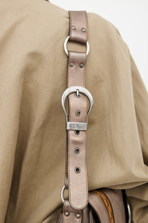 Dior SS 2006 Grey Gaucho Saddle Shoulder Bag