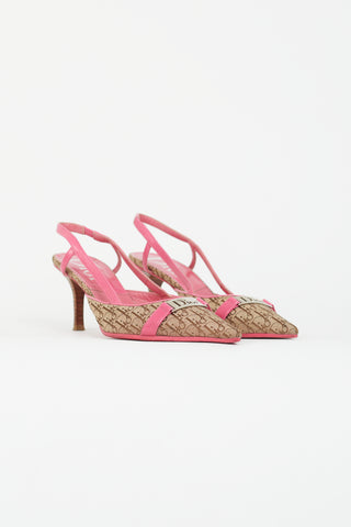 Dior Brown & Pink Monogram Slingback Heel